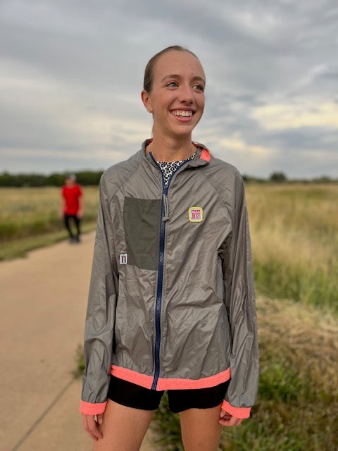 ORIGINAL Grey Maze Windbreaker, Size XS-XL - Vander Jacket | Handmade Eco-Friendly Garments Designed For Runners