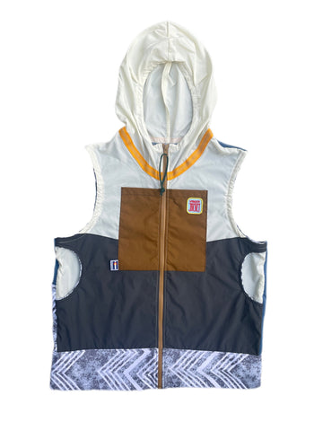 Men's Vest Style 3 White stripe and blue back - Vander Jacket | Handmade Eco-Friendly Garments Designed For Runners