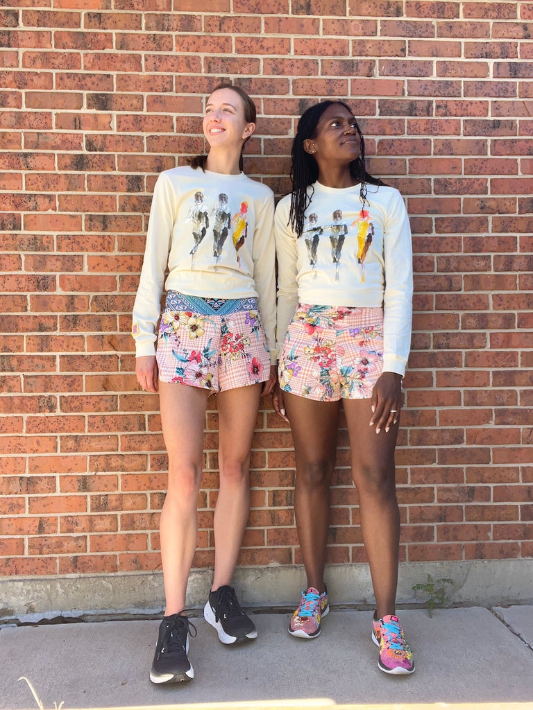 Shorts Flora Pink, Flora Ice, Size XS - Vander Jacket | Handmade Eco-Friendly Garments Designed For Runners