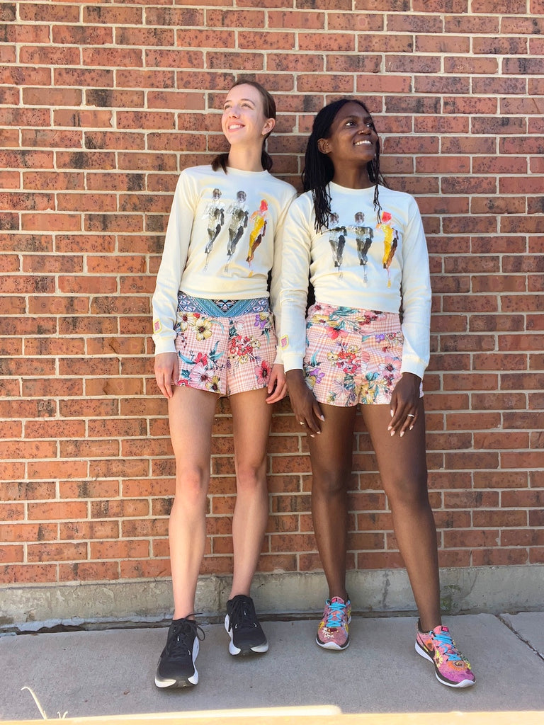 Shorts Flora Pink, Flora Ice, Size XS - Vander Jacket | Handmade Eco-Friendly Garments Designed For Runners