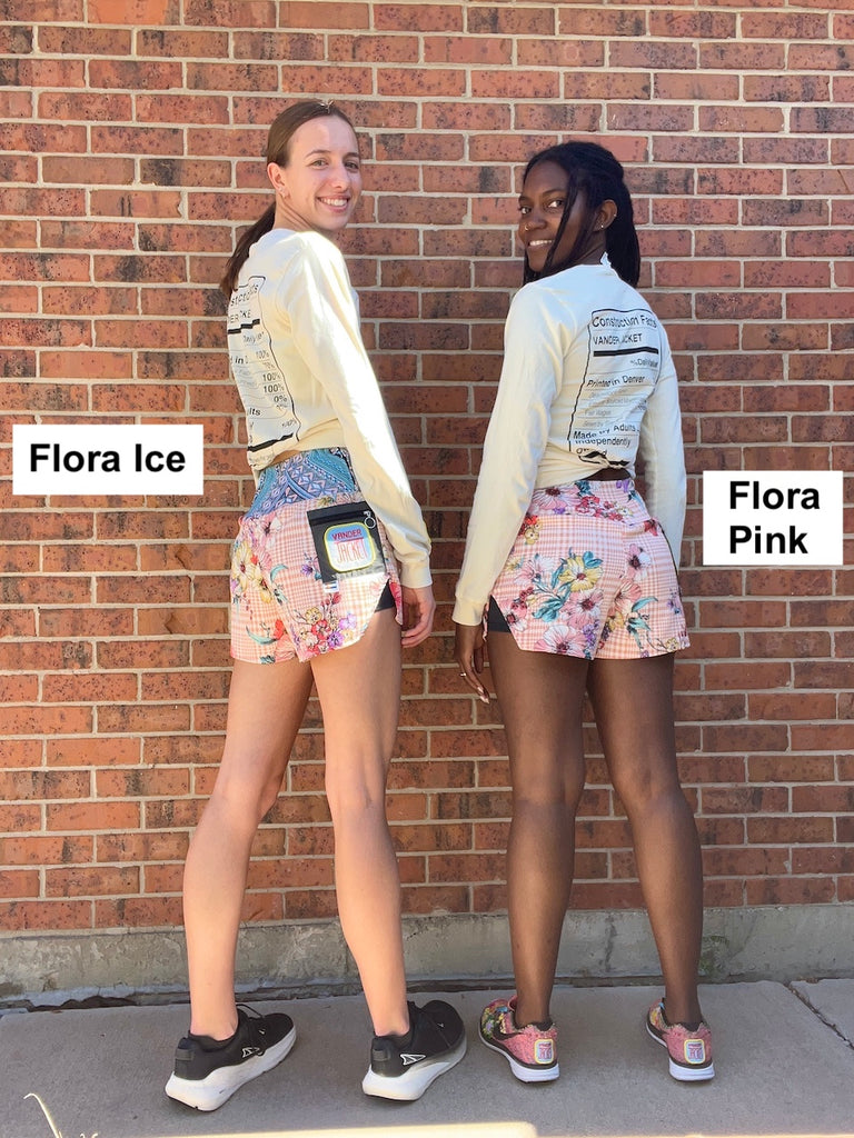 Shorts Flora Pink, Flora Ice, Size XS - Vander Jacket | Handmade Eco-Friendly Garments Designed For Runners