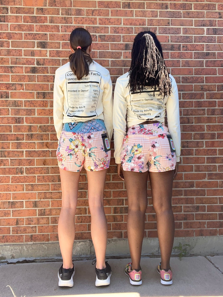 Shorts Flora Pink, Flora Ice, Size XS - Vander Jacket | Handmade Eco-Friendly Garments Designed For Runners