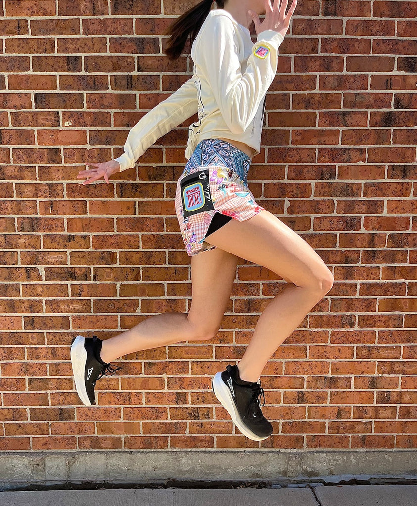 Shorts Flora Pink, Flora Ice, Size XS - Vander Jacket | Handmade Eco-Friendly Garments Designed For Runners