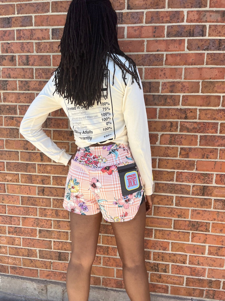 Shorts Flora Pink, Flora Ice, Size XS - Vander Jacket | Handmade Eco-Friendly Garments Designed For Runners