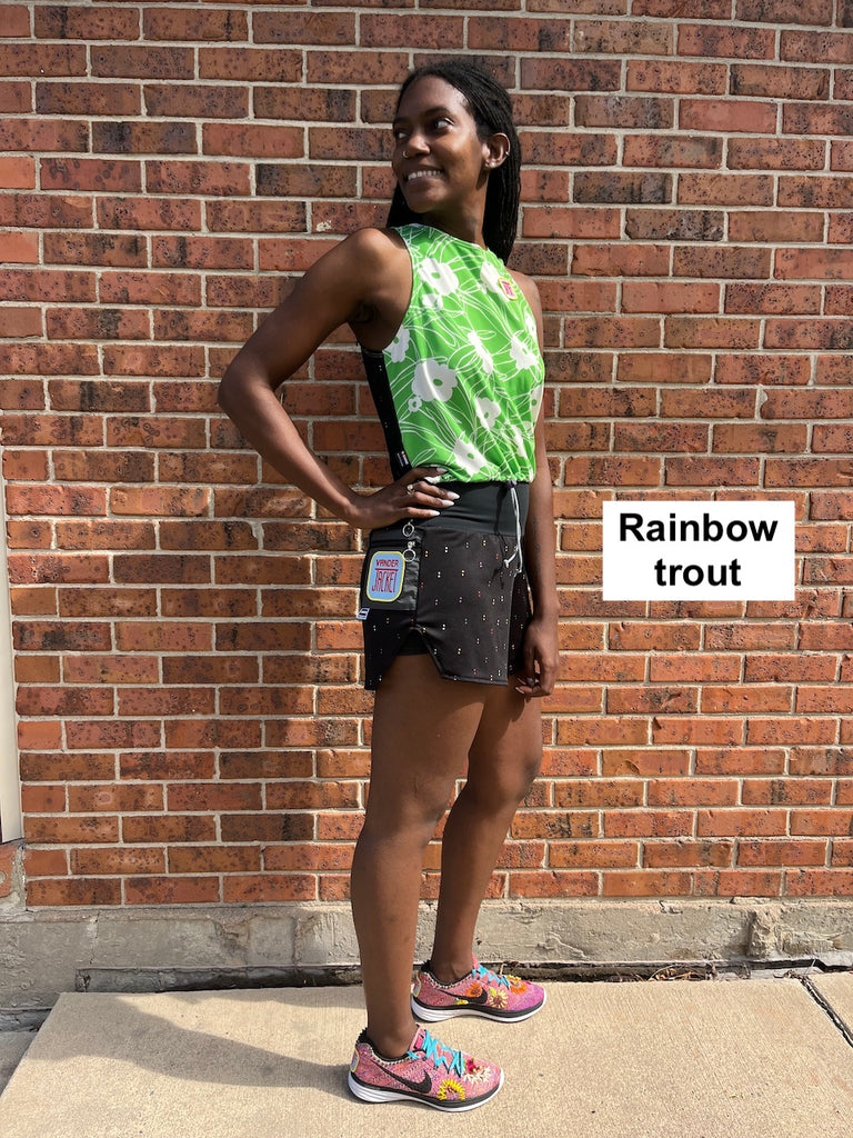 Shorts Rattlesnake, Rainbow Trout, Sizes XXS-XL - Vander Jacket | Handmade Eco-Friendly Garments Designed For Runners