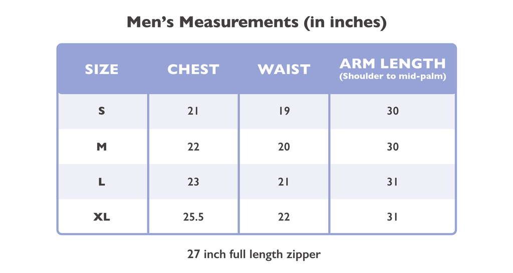 Vander Jacket |  Men's Size Chart