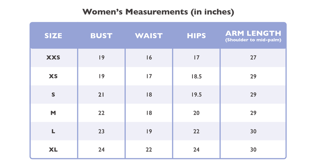 Vander Jacket |  Women's size chart