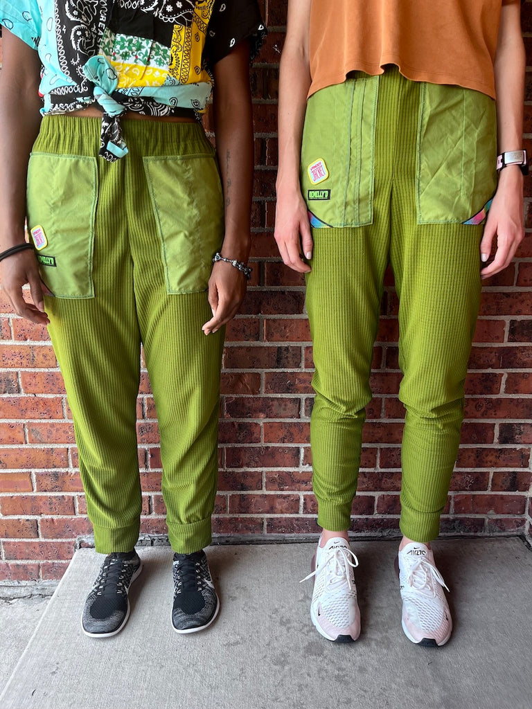 Vander Melly Green Joggers, XS, S, M, L, XL - Vander Jacket | Handmade Eco-Friendly Garments Designed For Runners