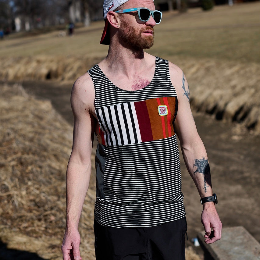 SINGLET Racing Stripes Sizes XS-XL - Vander Jacket | Handmade Eco-Friendly Garments Designed For Runners